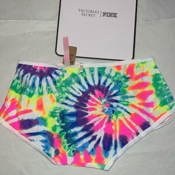 (M) UNISEX PINK Victoria's Secret Boyshort Panty Tie Dye - Picture 11 of 12